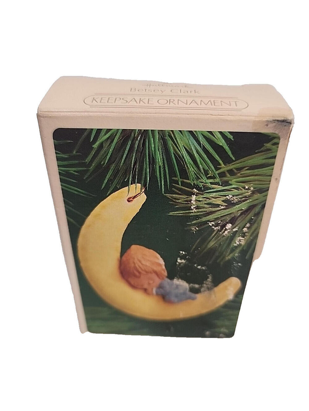 Hallmark Betsey Clark Vintage 1983 Ornament Baby Sleeping On Moon Christmas